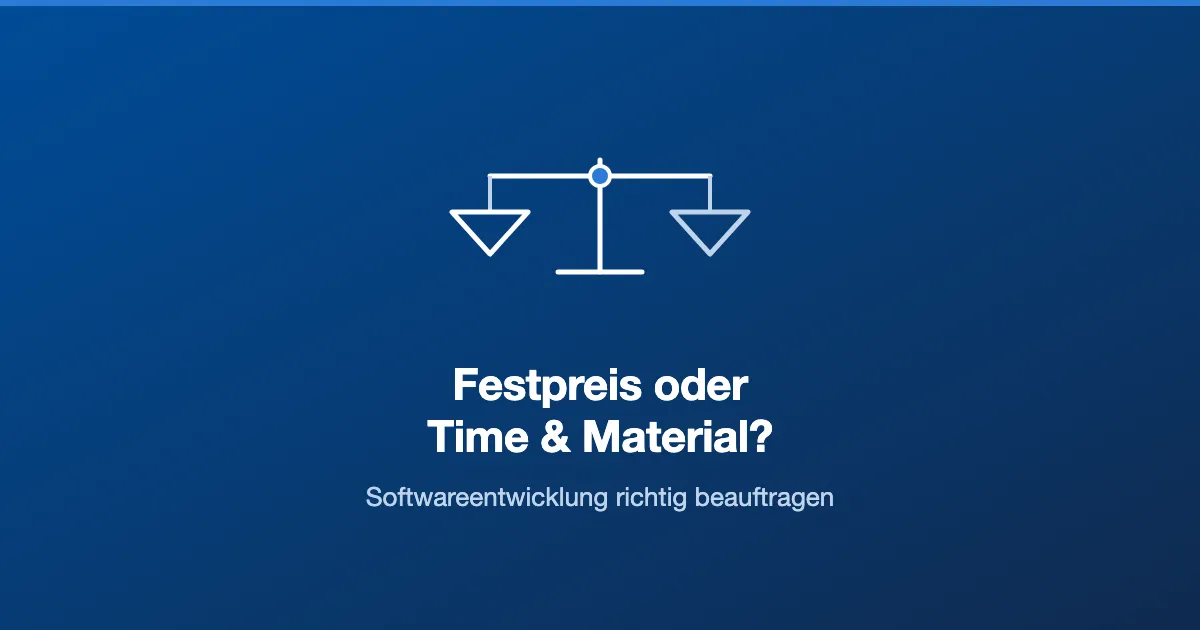 Waage als Symbol für den Vergleich von Festpreis und Time & Material in der Softwareentwicklung