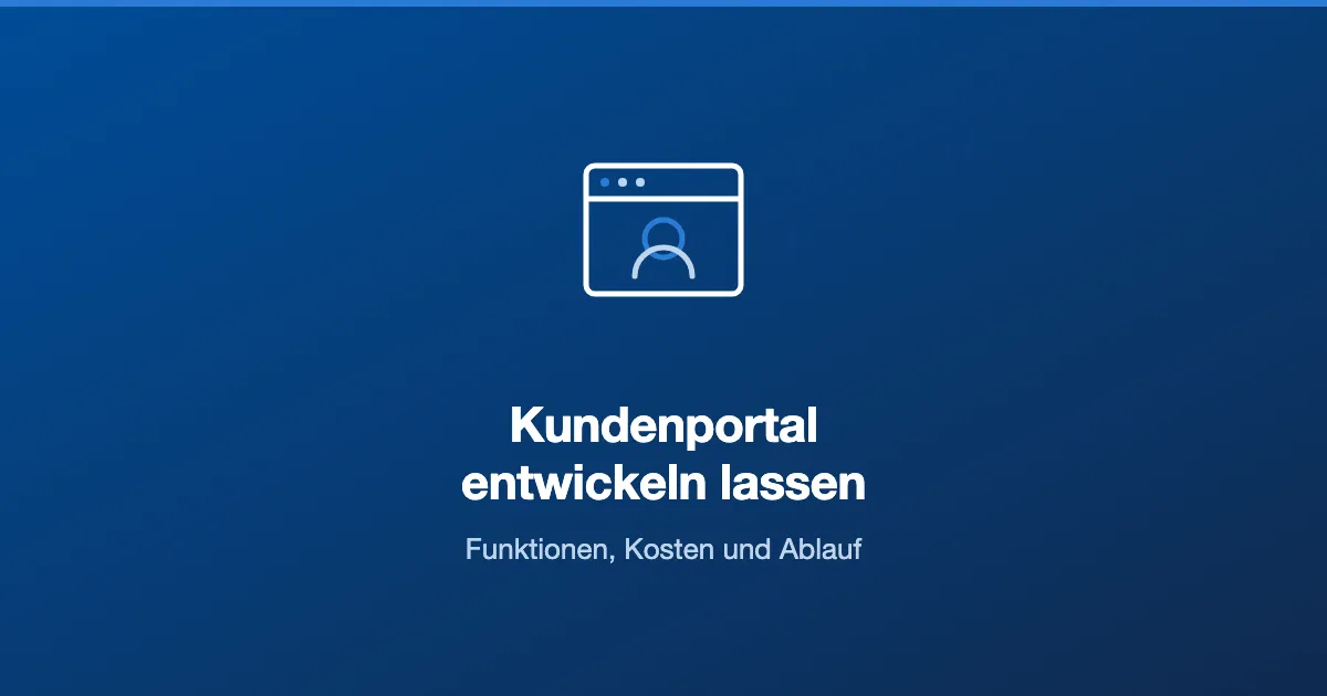Illustration eines Kundenportals: Browserfenster mit Nutzerkreis vor blauem Hintergrund