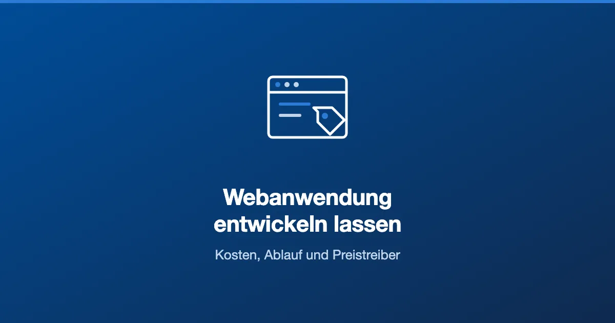 Browserfenster mit Preisschild als Symbol für die Kosten einer Webanwendung