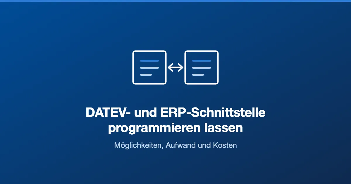 Zwei durch einen Doppelpfeil verbundene Systeme als Sinnbild für eine DATEV- und ERP-Schnittstelle