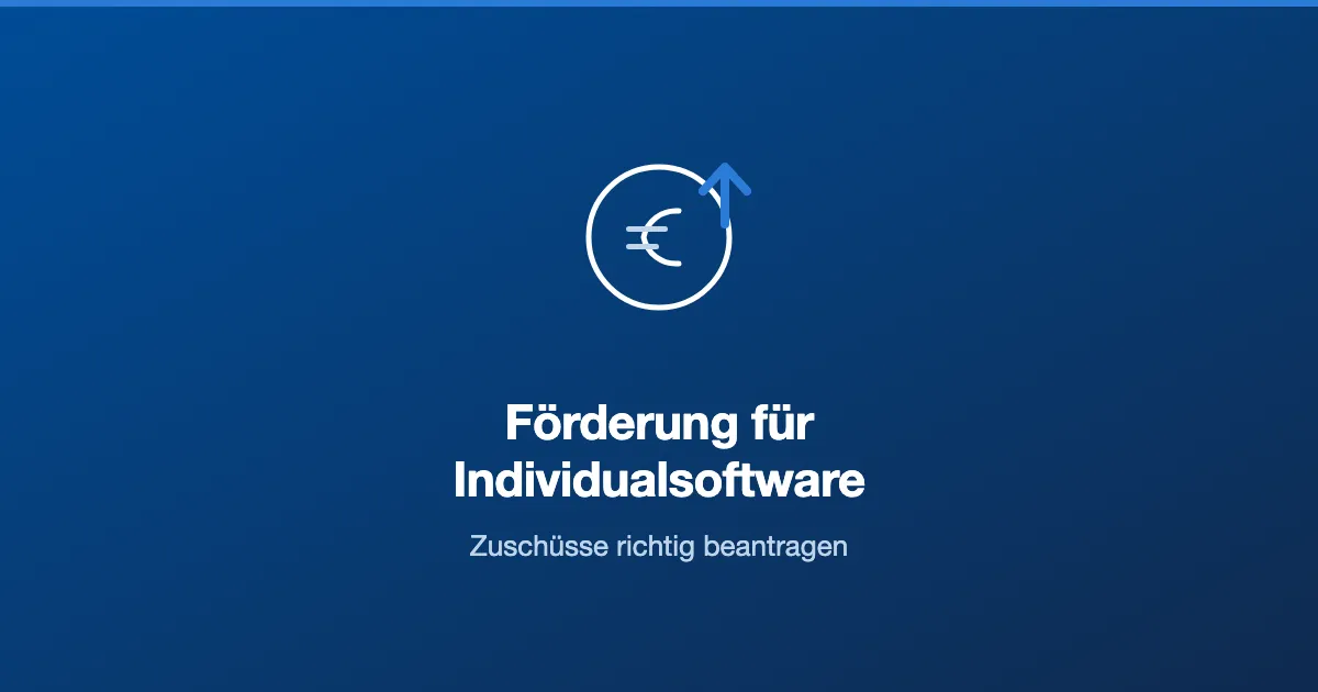 Euro-Symbol mit Aufwärtspfeil als Sinnbild für Fördermittel bei Individualsoftware-Projekten