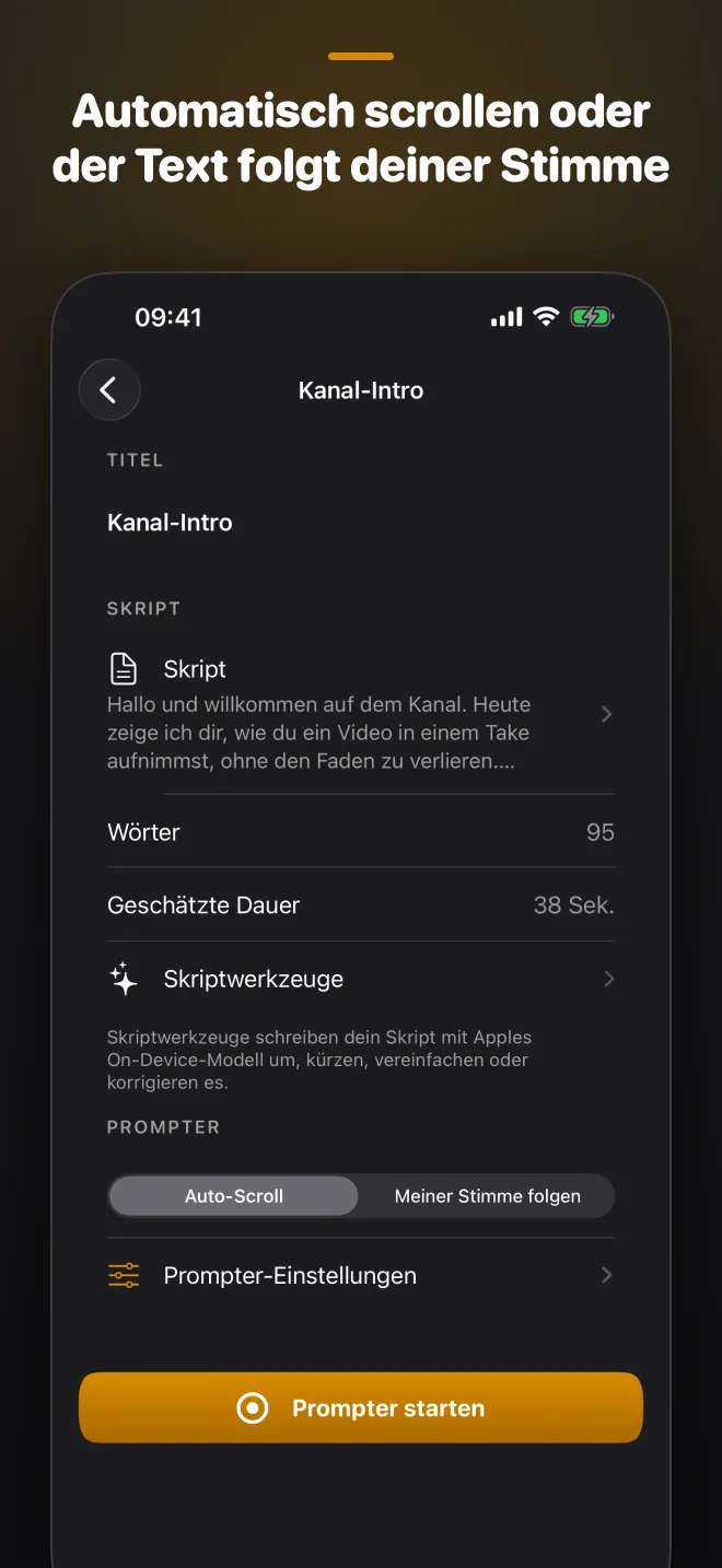 Automatisch scrollen oder der Text folgt deiner Stimme
