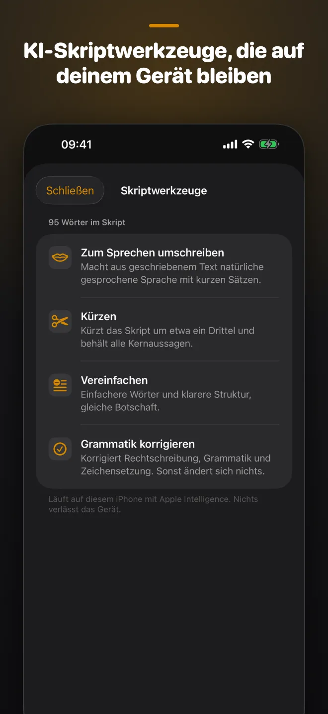 KI-Skriptwerkzeuge, die auf deinem Gerät bleiben